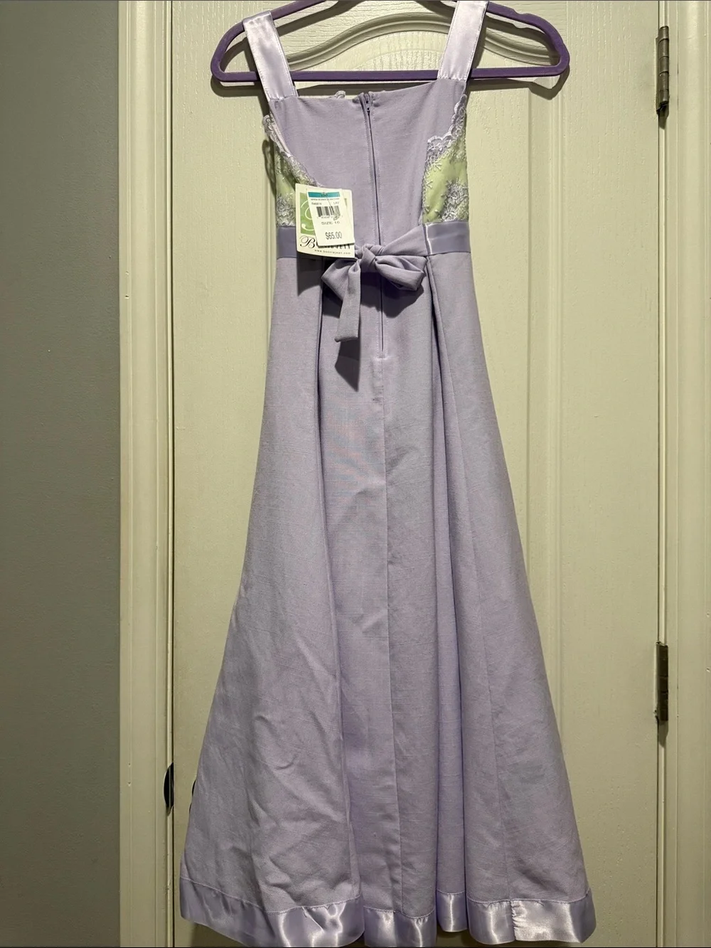 Bonnie Jean Lilac Lace Bodice Formal Dress with Ribbon Flower